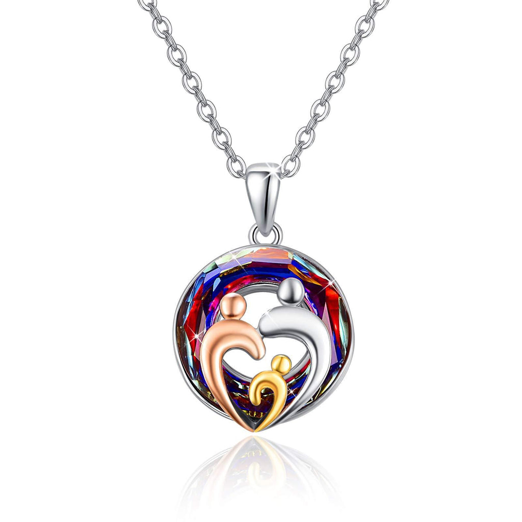 [Australia] - Mother and Child Necklace 925 Sterling Silver Family pendant Jewelry Gift for Mum Daughter 