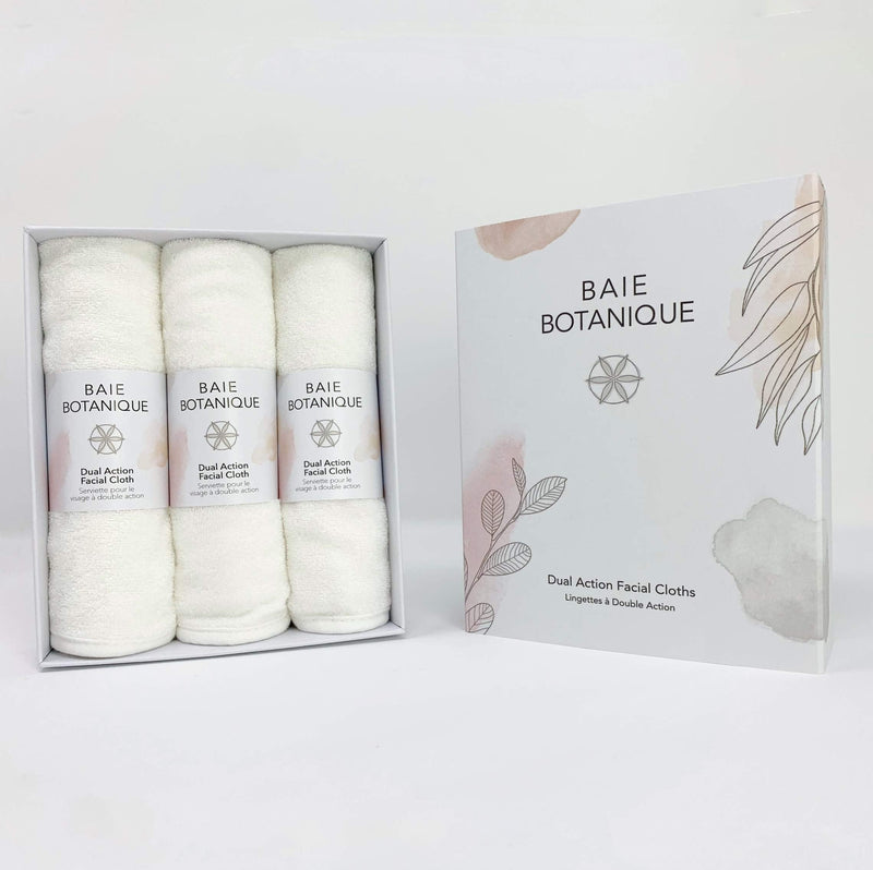 [Australia] - Dual Action Facial Cloth, Luxury Cotton Muslin and Bamboo Ultra-Soft Terry - 100% Natural - Set of 3 