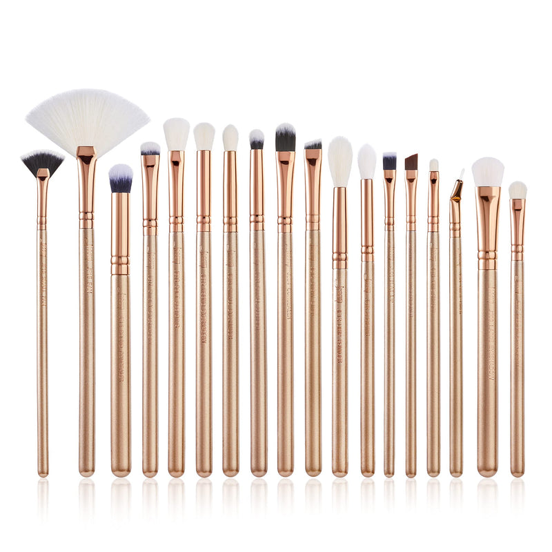 [Australia] - Jessup Eye Makeup Brush Set Professional 18pcs Gold Premium Synthetic Eye Shadow Blending Concealer Fan Lip Brow Liner Brushes, T422 