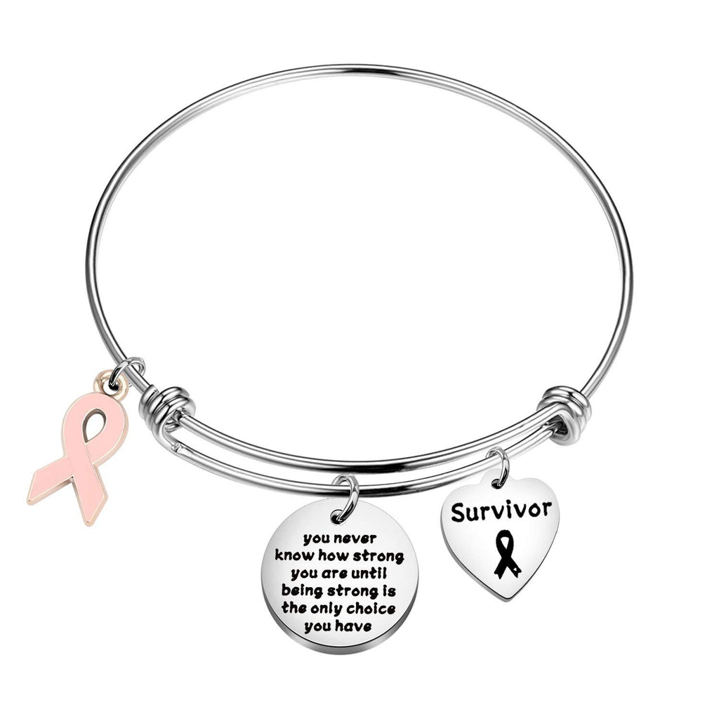 [Australia] - MYSOMY Survivor Bracelet Cancer Survivor Gifts Fighting Cancer Gifts Domestic Violence Awareness Gifts You Never Know How Strong You are until being Strong is the Only Choice You Have Pink 