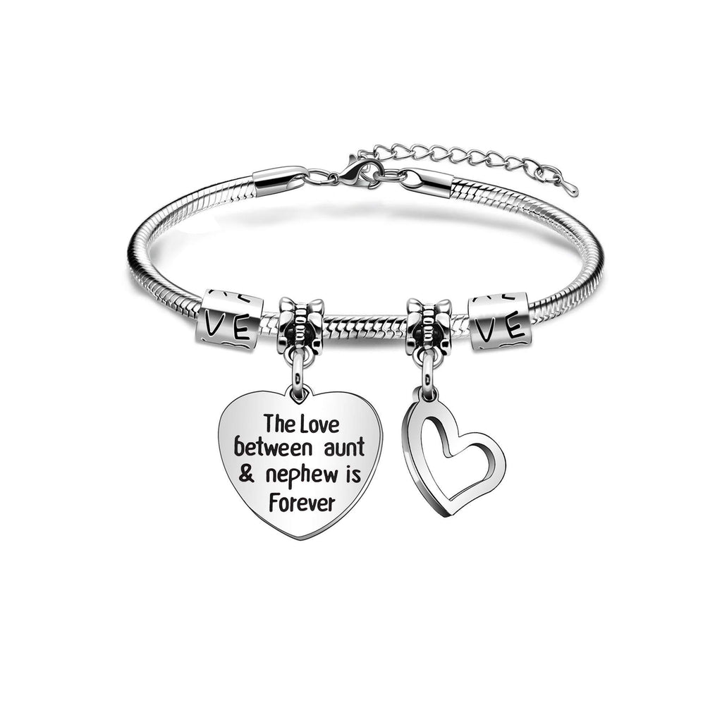 [Australia] - Auntie Gifts Aunt Bracelet Jewellery from Nephew -The Love Between Aunt and Nephew Is Forever Charm Love Heart Bracelet for Mothers Day Present 