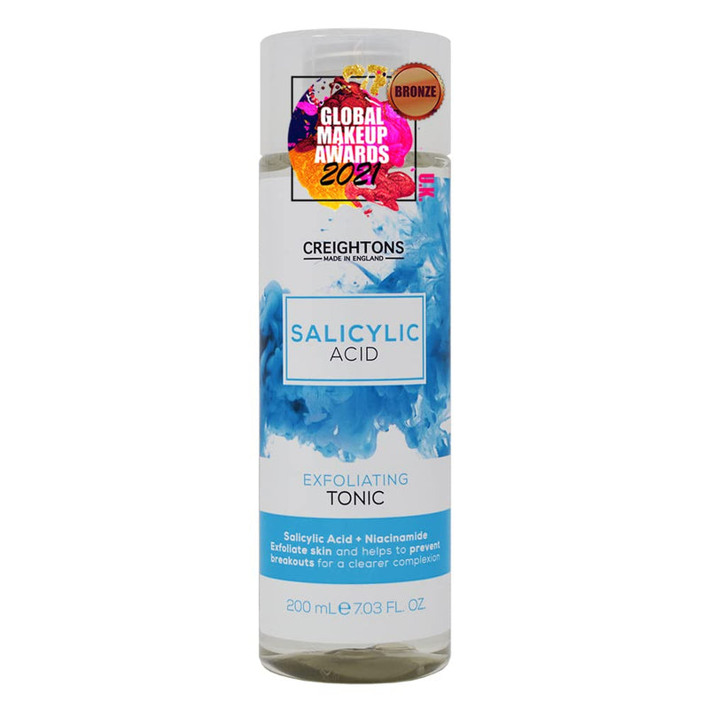 [Australia] - Creightons Salicylic Acid Exfoliating Tonic (200 ml) - Salicylic Acid (1%) & Niacinamide (1%), exfoliates skin and helps to prevent breakouts for a clearer complexion. Dermatologically tested 