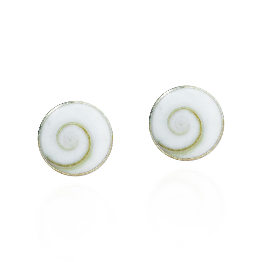 [Australia] - Round Swirl Shiva Shell .925 Sterling Silver Stud Earrings 