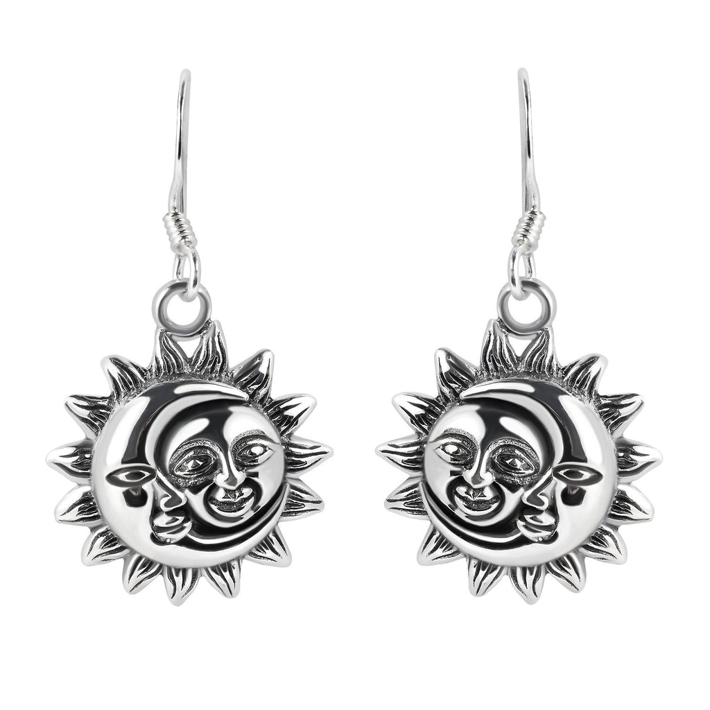 [Australia] - Glinting Celestial Sun And Moon .925 Sterling Silver Dangle Earrings 