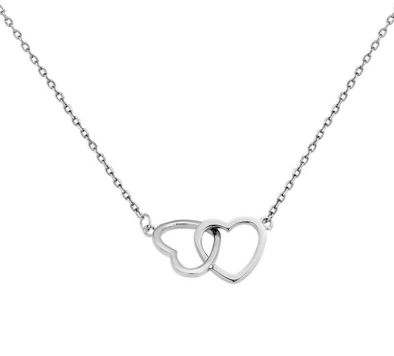 [Australia] - Interlock Heart Sterling Silver Pendant Necklace for Women Teen Girls Dainty Infinity Eternity Love Choker Necklaces Cute Initial Heart Adjustable Chain Jewelry Gifts 