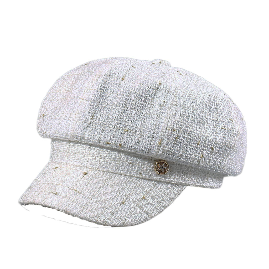 [Australia] - AWOCAN Womens Newsboy Fashion Hats Cabbie Cap Beret Painter Fiddle Hats WHITE 