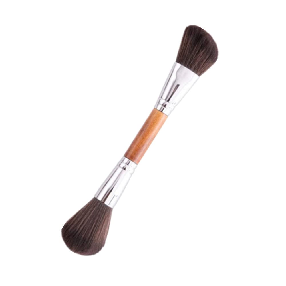 [Australia] - 1PACK Double Ended Makeup Brushes Professional Soft with Wooden Handles Natural Wooden Handle Bronzer/Blush/Contour/Partially loose powder/shadow contour brush for Travel Home Makeup Gifts 