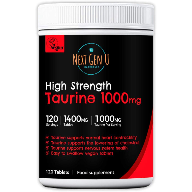 [Australia] - Taurine 1000mg Tablets – 120 High Strength Vegan Taurine Tablets | Promote Optimal Absorption and Assimilation | Supports Nervous System & Visual Functions | Additives Gluten Free 