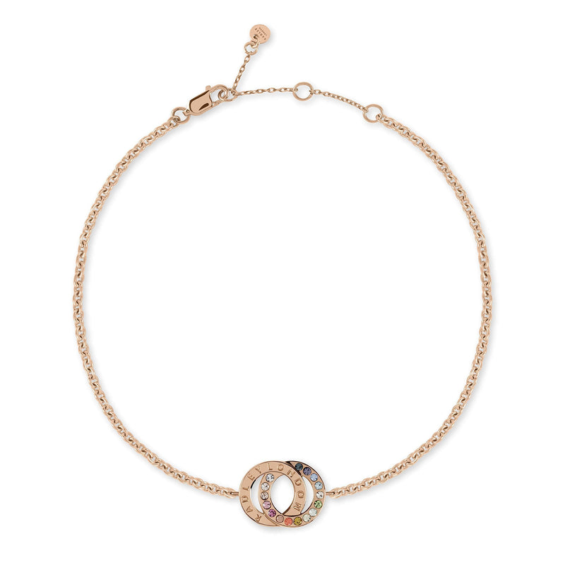 [Australia] - RADLEY Love Heart Ladies Rose Gold Double Rainbow Stone Loop Bracelet RYJ3084 