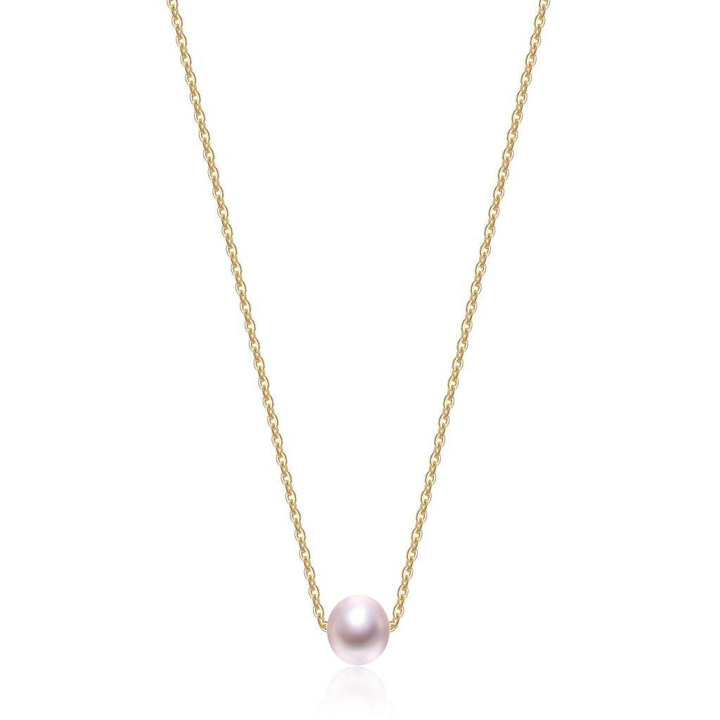 [Australia] - Purple Pearl Pendant Necklace 18K Gold Chain for Women Elegant Gift 