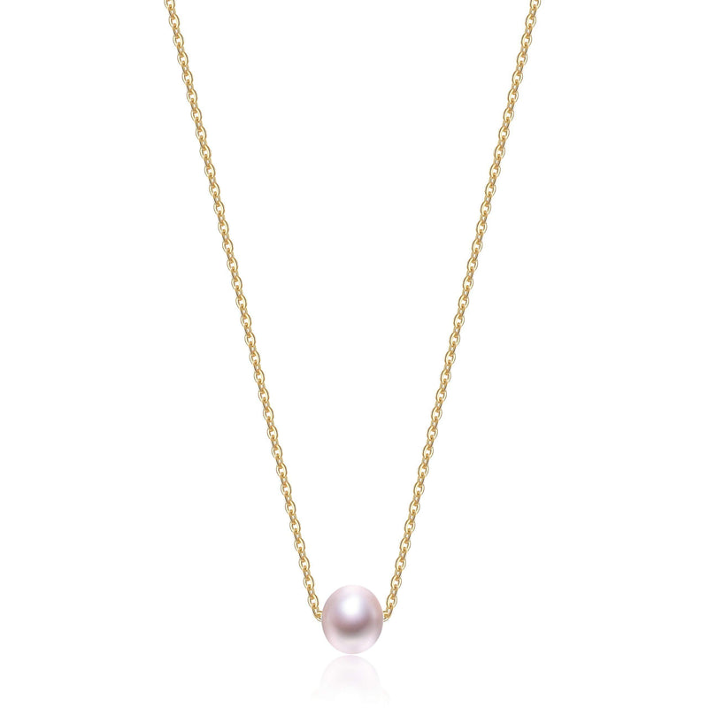 [Australia] - Purple Pearl Pendant Necklace 18K Gold Chain for Women Elegant Gift 