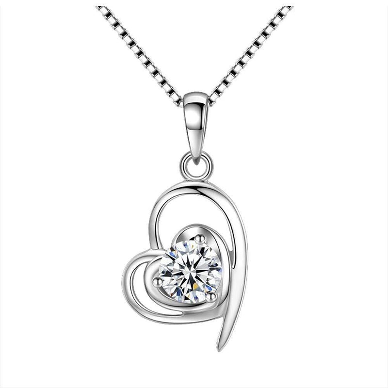 [Australia] - Heart Necklace 925 Sterling Silver Romantic Love Pendant Necklaces Jewellery for Women Gift for Girlfriend / Wife Gifts for Women / Girls 