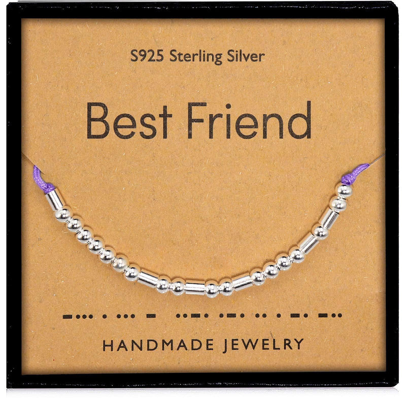 [Australia] - Suyi Friend Gifts for Women Girls Sterling Silver Morse Code Bracelet for Friend Friendship BFF Best Friend Purple 