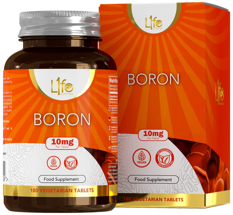 [Australia] - LN Boron Supplements | 180 High Strength Vegan Boron Tablets - 10mg per Tablet | Non-GMO, Gluten, Dairy & Allergen Free | Manufactured in ISO Licensed Facility in The UK 