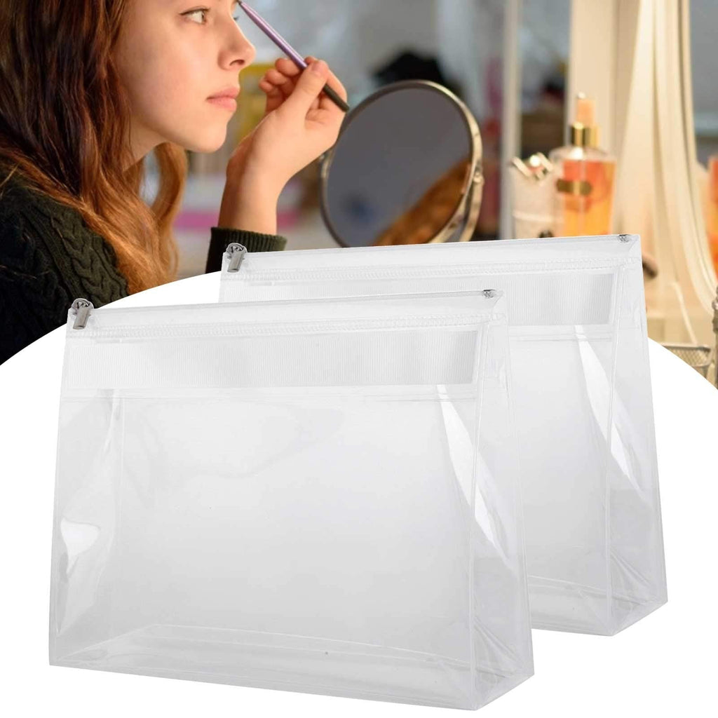 [Australia] - Transparent Travel Toiletry Bag, 2pcs Portable EVA Cosmetic Bag Travel Toiletry Bag Travel Cosmetic Storage Bag Wash Bag Toiletries Carry Pouch Zipped Cosmetic Makeup Organizer Case 