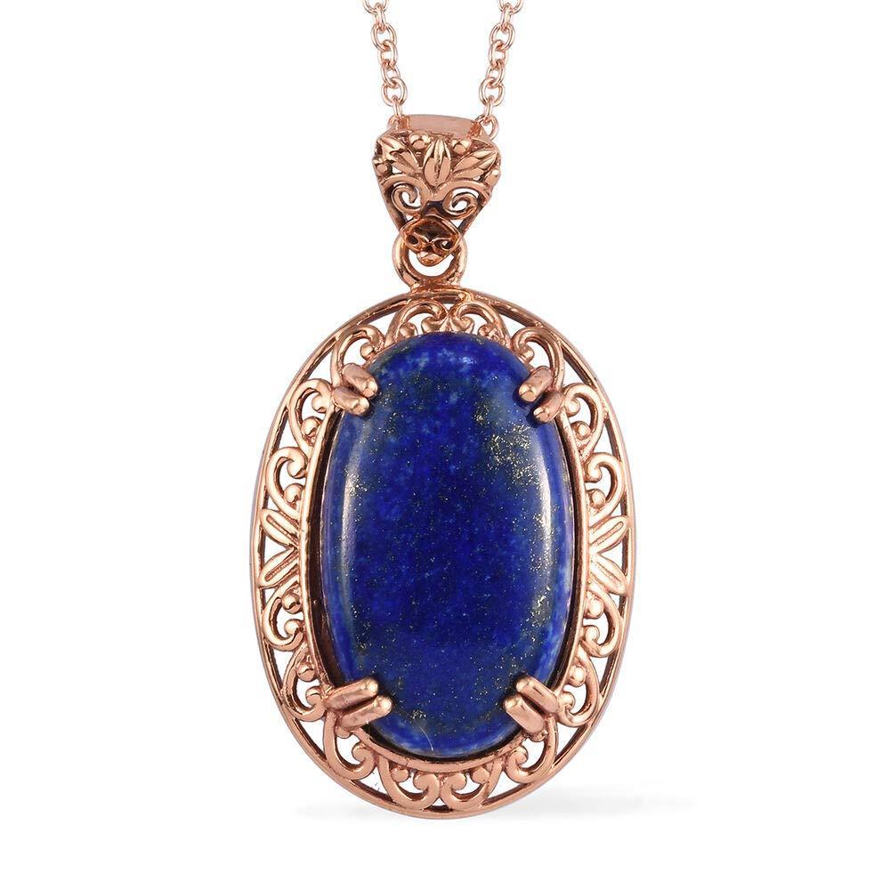 [Australia] - TJC Solitaire Necklace for Womens Size 20 Inches Lapis Lazuli Engagement Gemstone Jewellery in Stainless Steel 