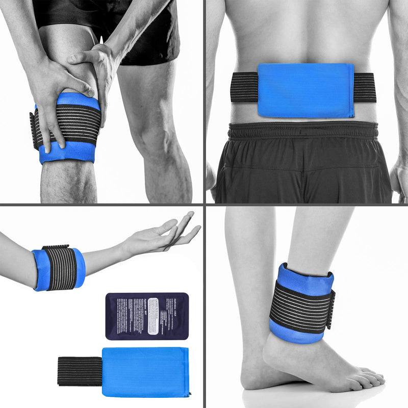 [Australia] - Tanness Reusable Gel Ice Pack for Sports Injury | Hot and Cold Compress Wrap with Adjustable Fleece Pouch | Flexible First Aid Pad for Knee, Ankle, Back Pain Relief Faster Recovery (Single) 