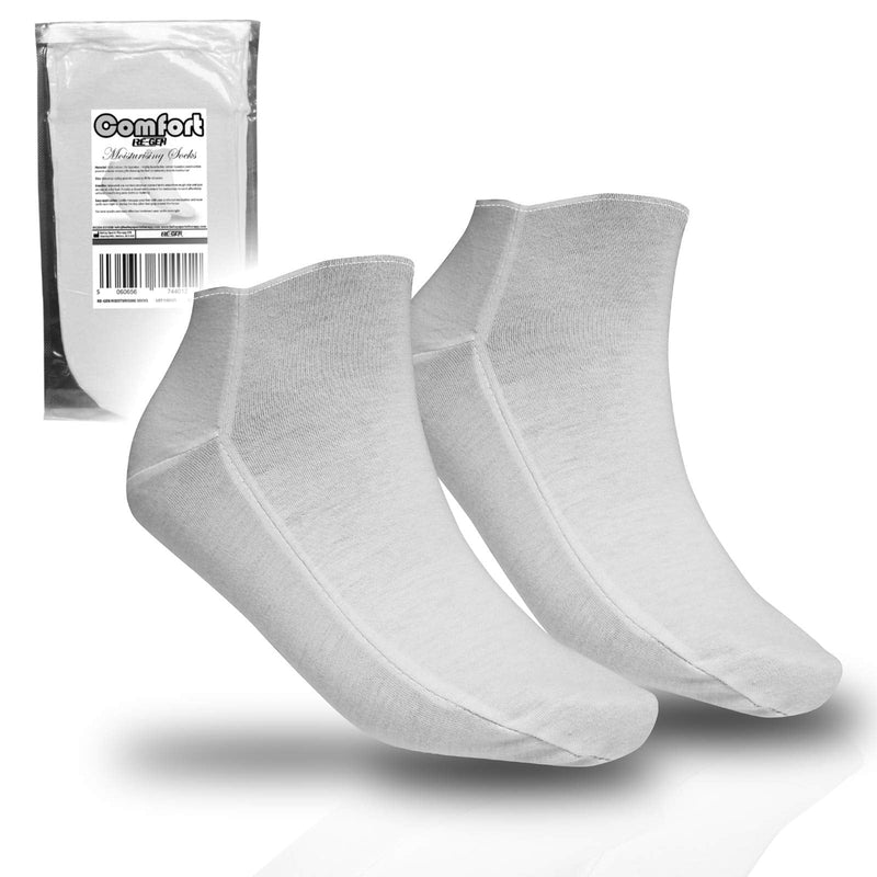 [Australia] - 1 Pair - RE-GEN Comfort Fit Cotton Soft Cream Retainer Moisturising Overnight Socks - Ideal for Dry Cracked Hard Skin 