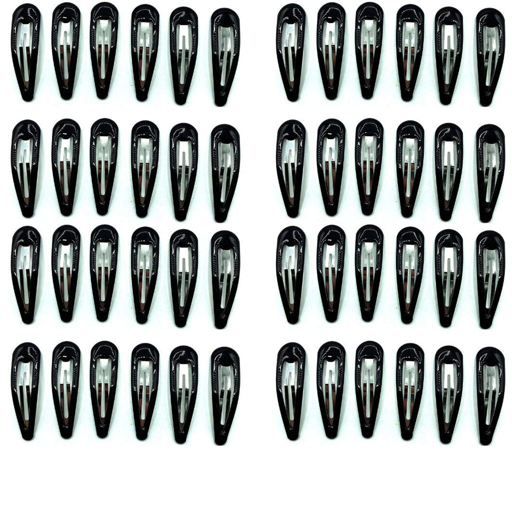 [Australia] - 48 Pack Girls Bendies Snap Clips Hair Accessories School Hair Grips Clips Slides (Black) Black 