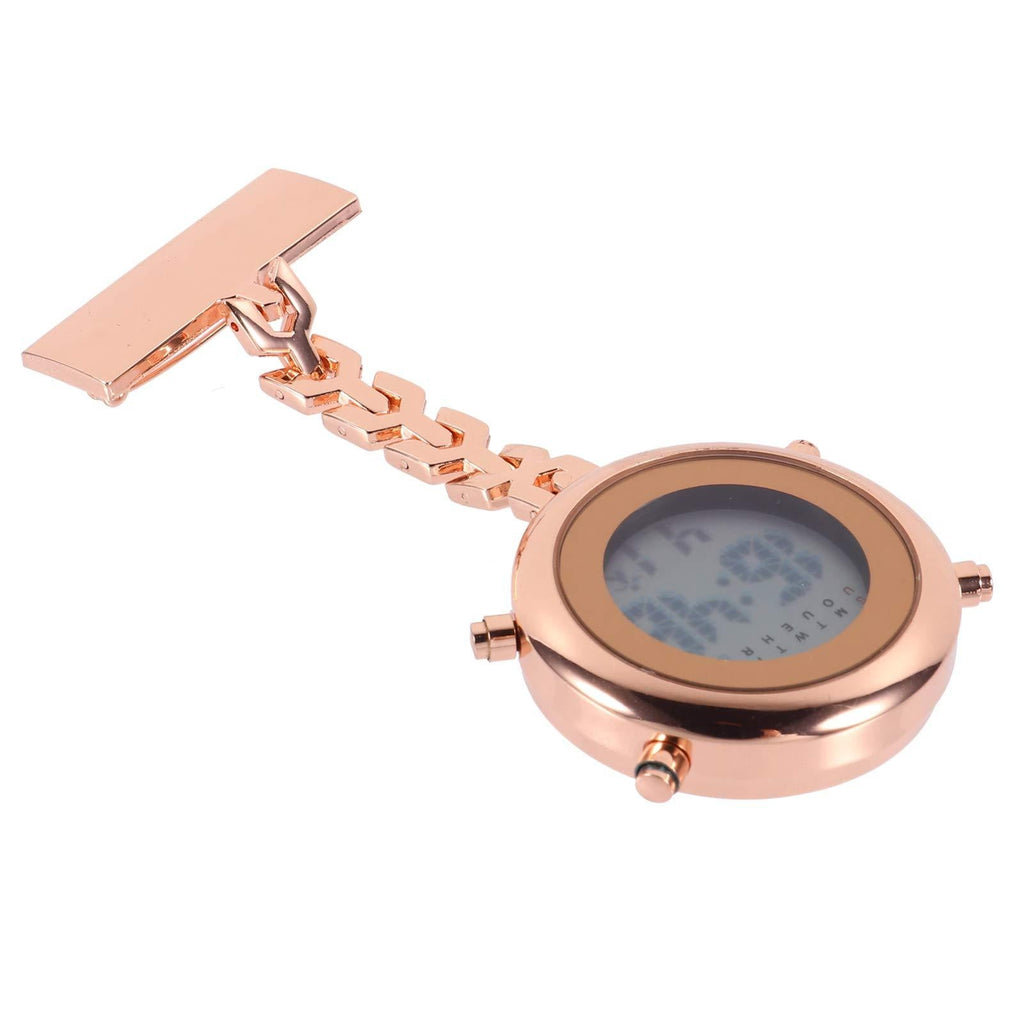[Australia] - Hemobllo Nurses Watch - Nursing Clip Watches Multi- Function Digital Fob Pocket Watches Round Hanging Pin- on Brooch Fob Watch for for 2021 Graduation Students Gifts Rose Gold 