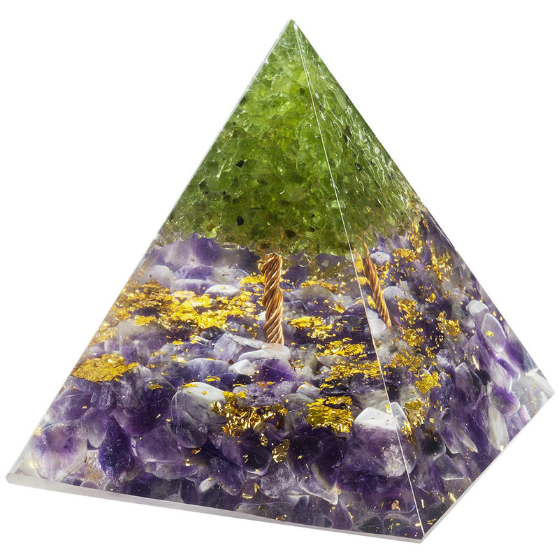 [Australia] - Nupuyai Amethyst Tree of Life Healing Crystal Pyramid with Gift Box, Spiritual Ornament Quartz Point Reiki Energy Figurine for Protection #1-purple 