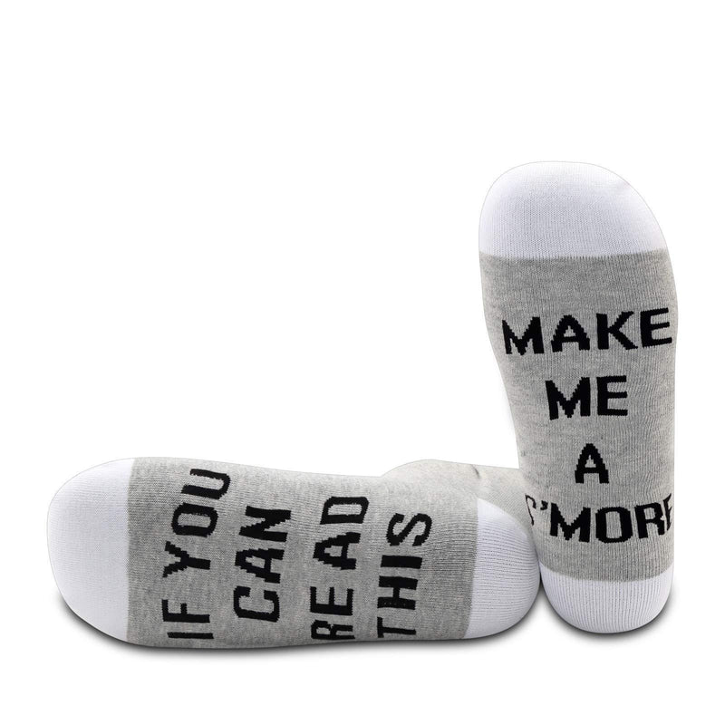 [Australia] - PYOUL 1 Pair S'more Gift S'more Lover Gift If You Can Read This Made Me A S'more Socks S'more Tester Camping Gift Made Me A Smore 1 Pair 