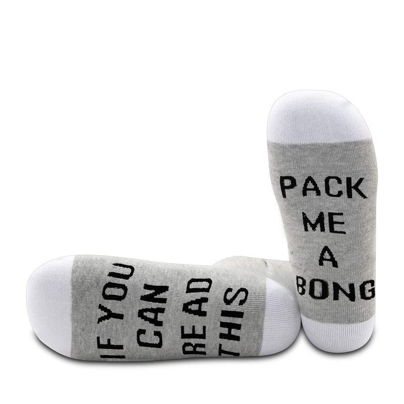 [Australia] - PYOUL 1 Pair Bong Gift Cannabis Socks If You Can Read This Pack Me A Bong Socks Smoker Gift Pack Me A Bong 1 Pair 
