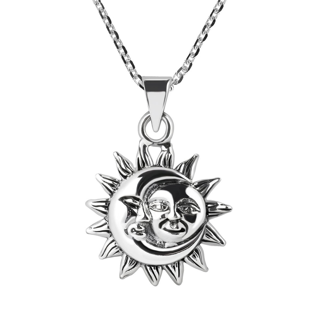 [Australia] - Glinting Celestial Sun And Moon .925 Sterling Silver Pendant Necklace 