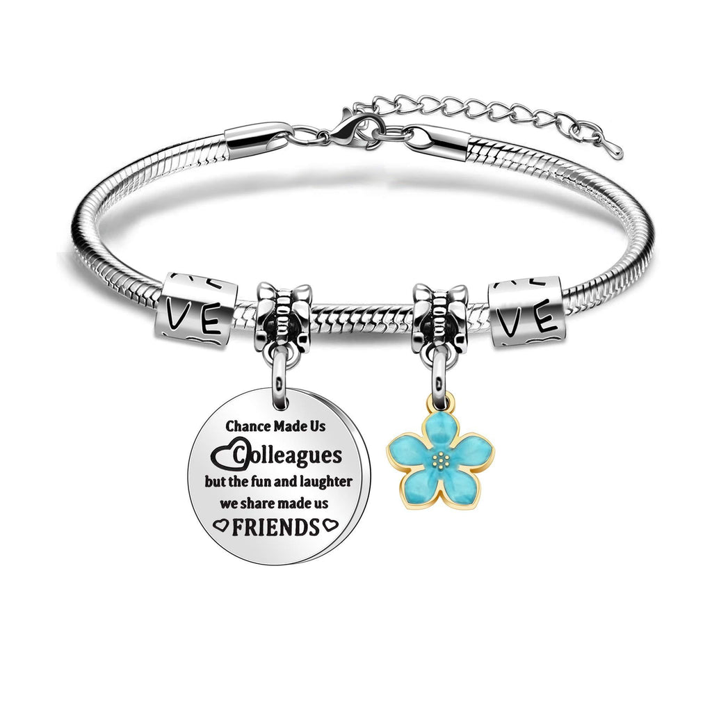 [Australia] - Colleague Bracelet Leaving Friendship Gifts for Women Girls Bracelet Bangle Engraved Chance Made Us Colleagues But The Fun & Laughter We Share Made Us Friends 