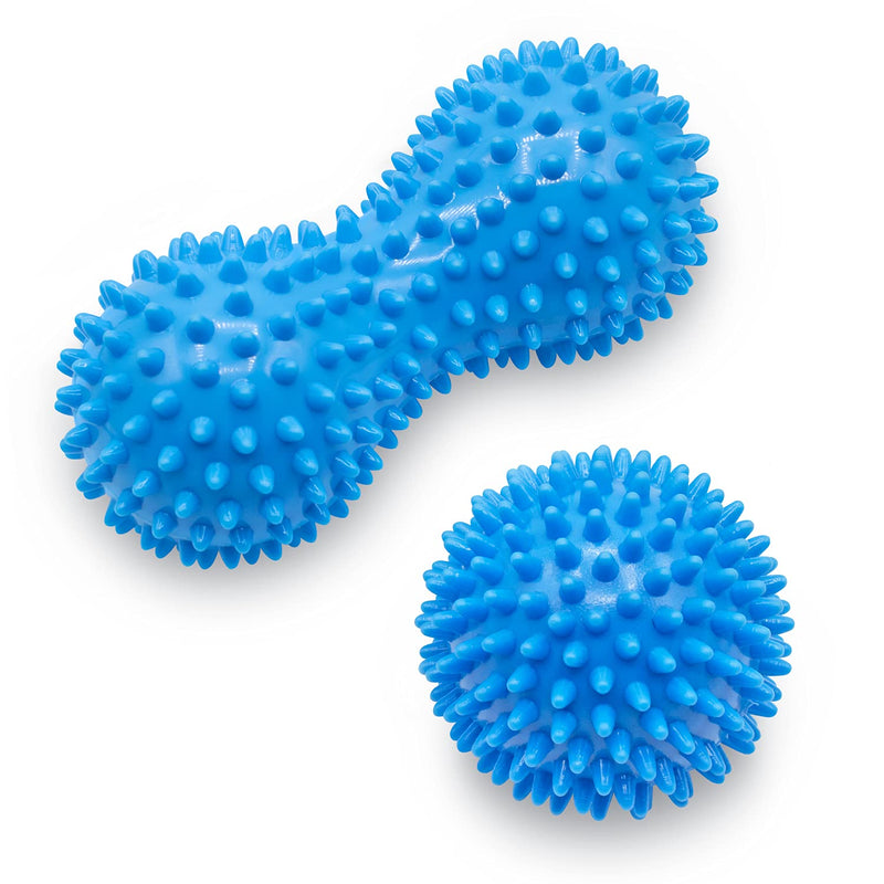 [Australia] - Beenax Hard Spiky Massage Ball Roller Set - Perfect for Plantar Fasciitis, Trigger Point, Deep Tissue, Myofascial Release - Designed to Relieve Stress and Relax Tight Muscles Blue 