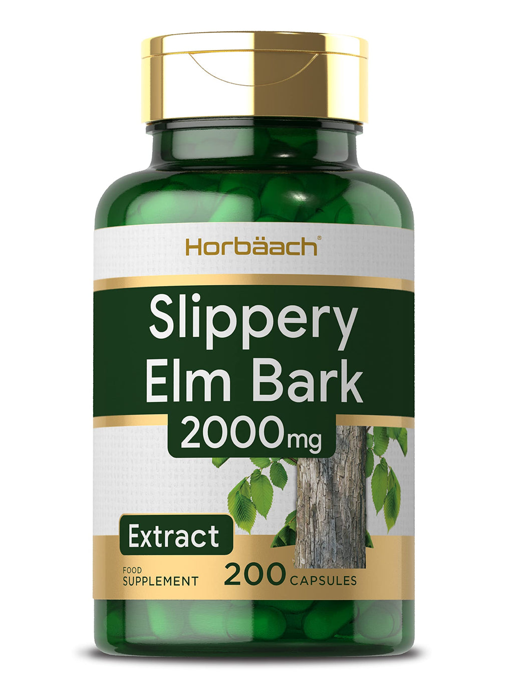 [Australia] - Slippery Elm Capsules | 2000mg | 200 Powder Capsules | No Artificial Preservatives | by Horbaach 