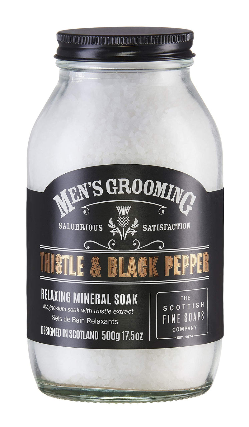 [Australia] - Men's Grooming by Scottish Fine Soaps Thistle & Black Pepper Relaxing Mineral Soak 500g 