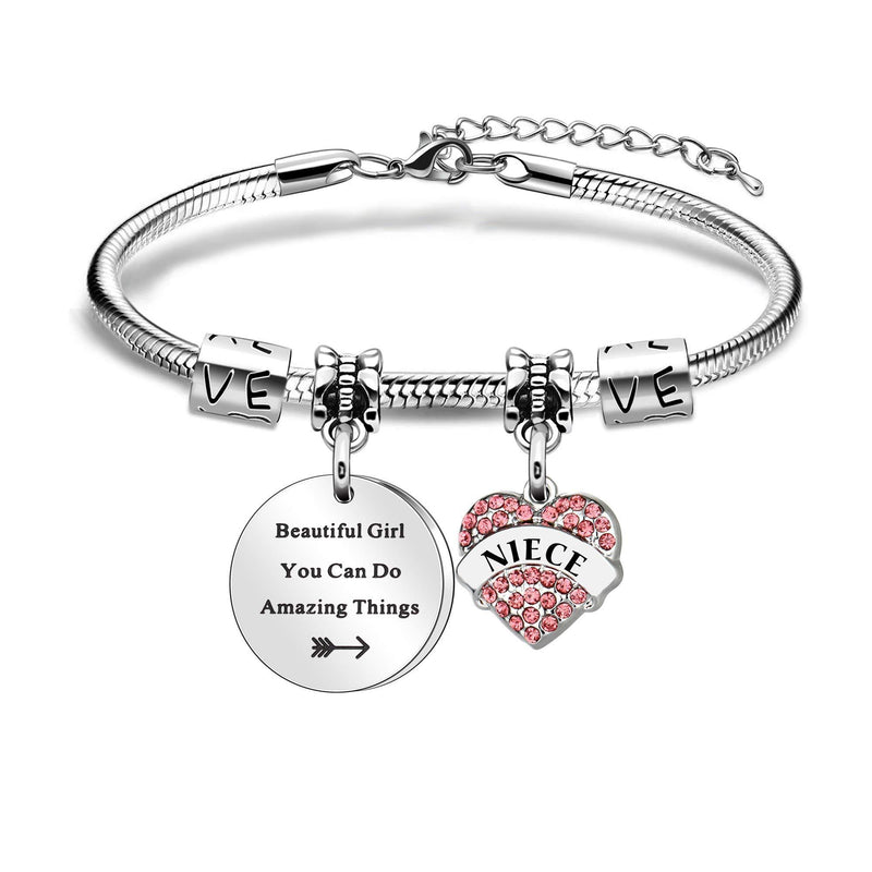 [Australia] - Inspirational Jewellery Gifts" Beautiful Girl, You Can Do Amazing Things" Bracelets for Daughter Niece - Motivational Bracelet Jewellery for Graduation Birthday Present 