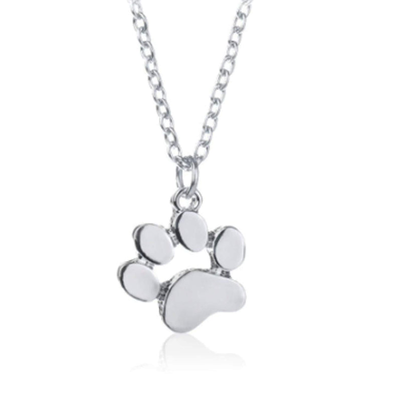[Australia] - IzuBizu London Womens Silver Plated Cream Dog Paw Silver White For Her Animal Print Necklace 