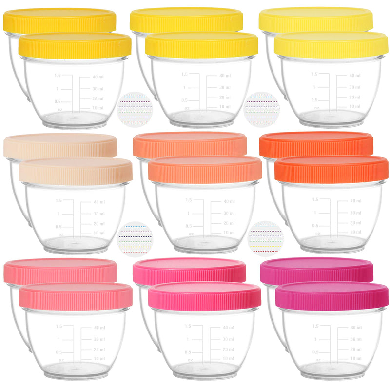 [Australia] - Youngever 18 Pack 60ml Baby Food Storage, Re-usable Baby Food Containers with Lids and Labels, 9 Assorted Colors (Pink) Pink 