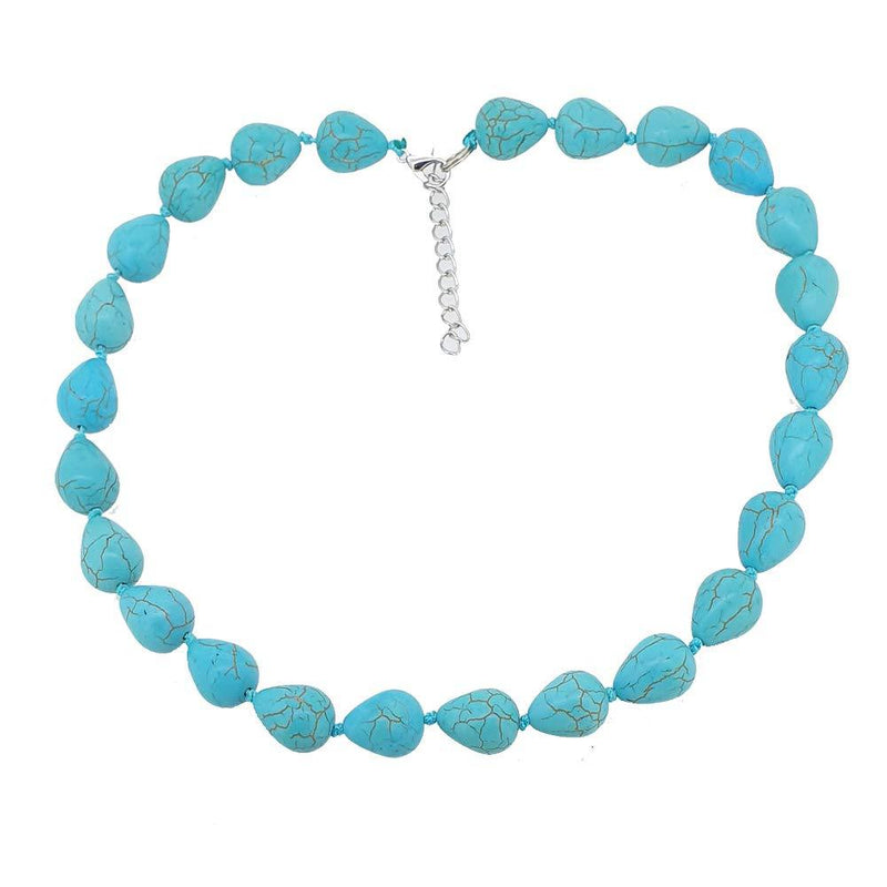 [Australia] - TreasureBay Handmade Teardrop Blue Turquoise Gemstone Necklace For Women 