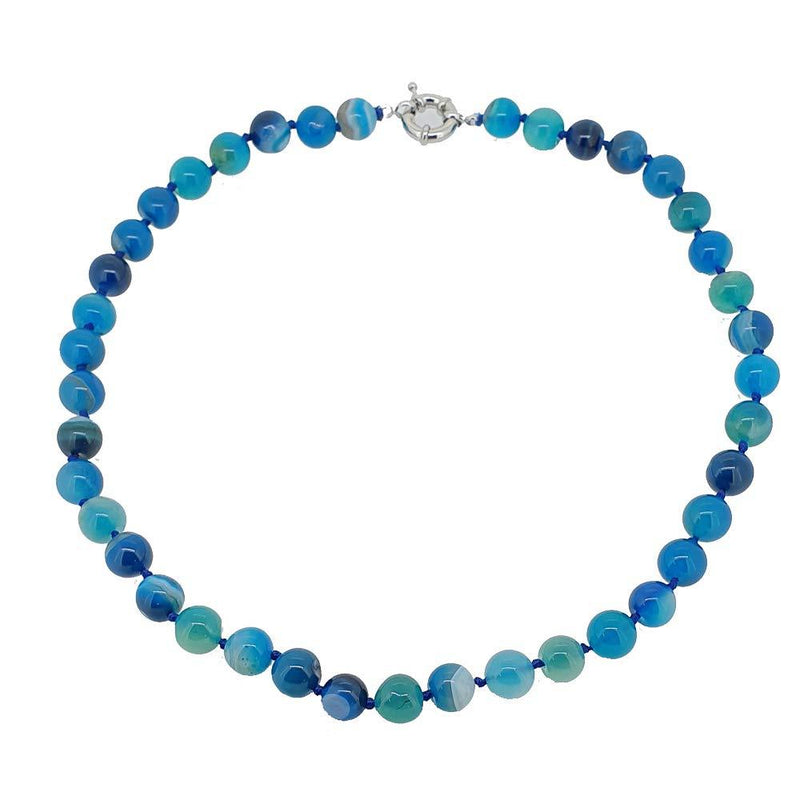 [Australia] - Treasurebay Handmade 10mm Natural Gemstone Necklace For Women and Girls Blue 