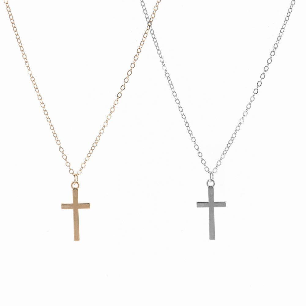 [Australia] - 2 Pack Cross Pendant Simple Fashion Pendant Necklace Chain Jewelry for Woman and Girls ( Silver and Gold ) 