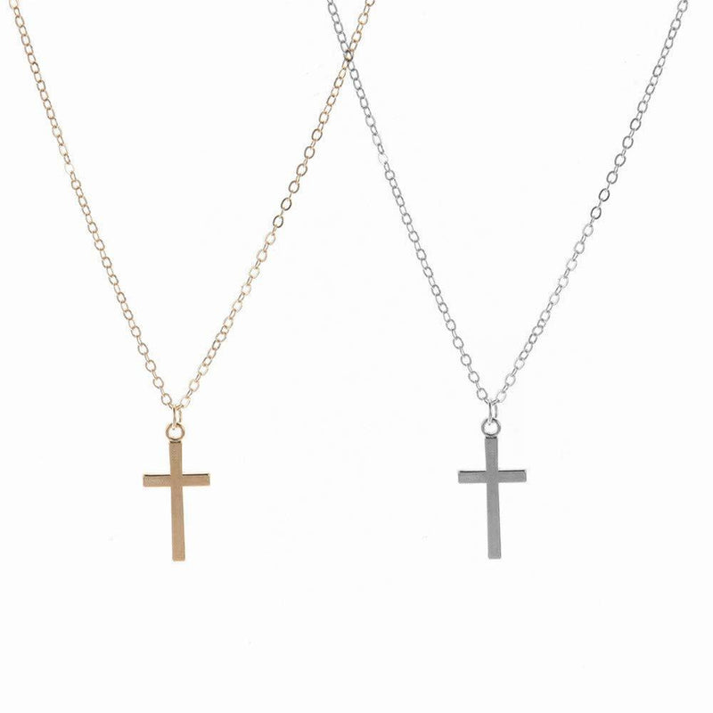 [Australia] - 2 Pack Cross Pendant Simple Fashion Pendant Necklace Chain Jewelry for Woman and Girls ( Silver and Gold ) 