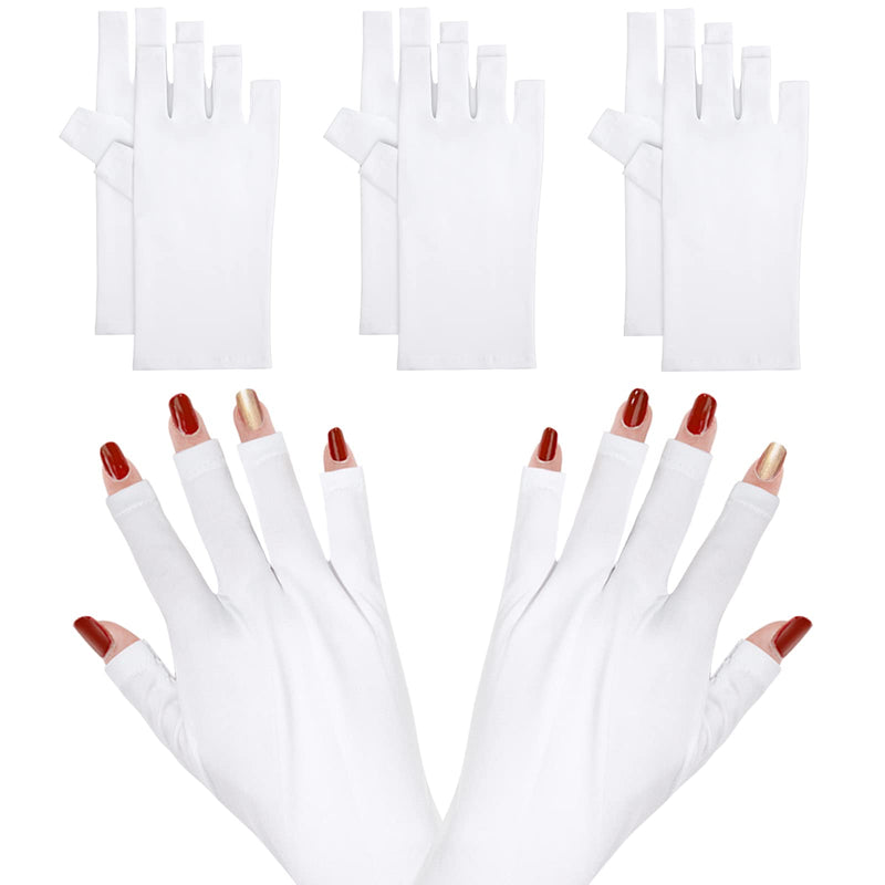 [Australia] - Nail Gloves UV Shield Gloves Fingerless Gloves Nail Art Dryer Tool Prevent Hand Sunburn for Manicure Gel Drying 3 Pairs 