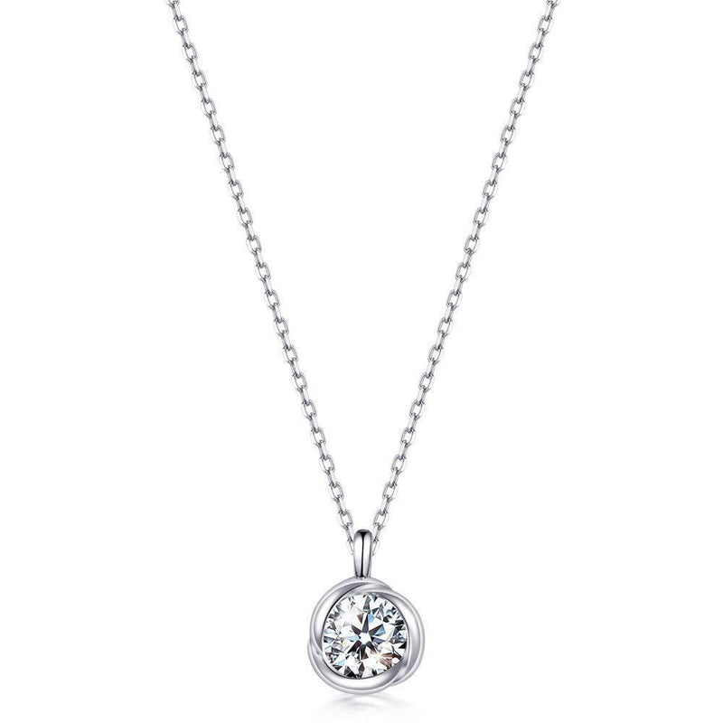 [Australia] - Immobrid Necklaces for Women Sterling Silver 925 Clear Solitaire Swarovski Zirconia Pendant Necklaces Gifts for Women 