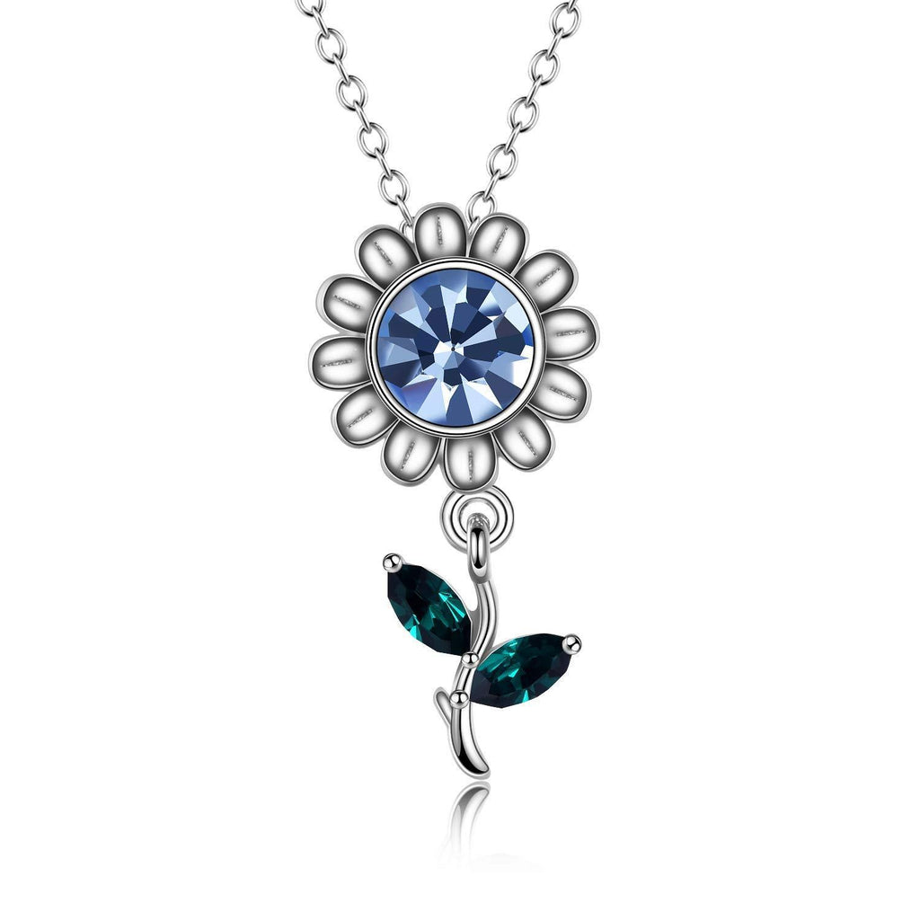 [Australia] - AOBOCO Sunflower Necklace for Women Sterling Silver Sunflower Jewellery with Crystal Gift for Women Girl Valentine's Day 