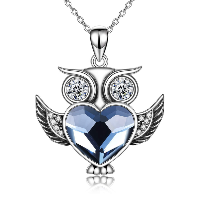 [Australia] - AOBOCO Owl Necklace Pendant Owl Jewellery Gift for Women Sterling Silver Owl Necklace With Crystal 