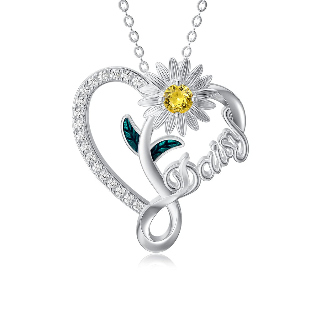 [Australia] - AOBOCO April Birthday Flowers Necklace Sterling Silver Daisy Necklace for Women with Crystal Birthday Gifts for Women 