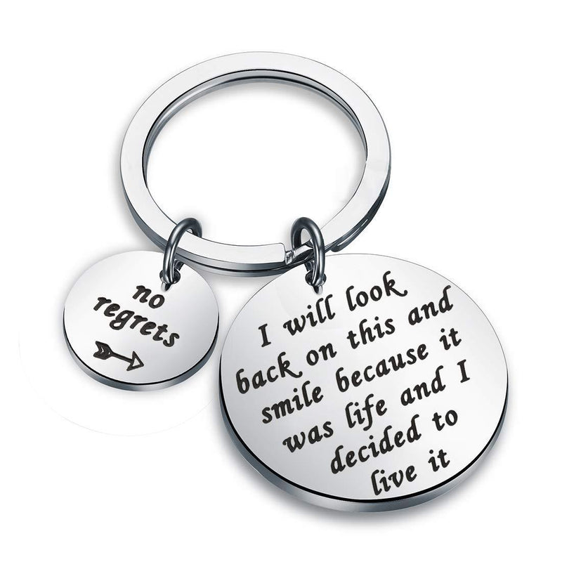 [Australia] - CHOORO Divorce Gift Break Up Gift Inspirational Recovery Keychain I Will Look Back On This and Smile New Me Gift for Divorcee New Beginning Gift no regrets K 