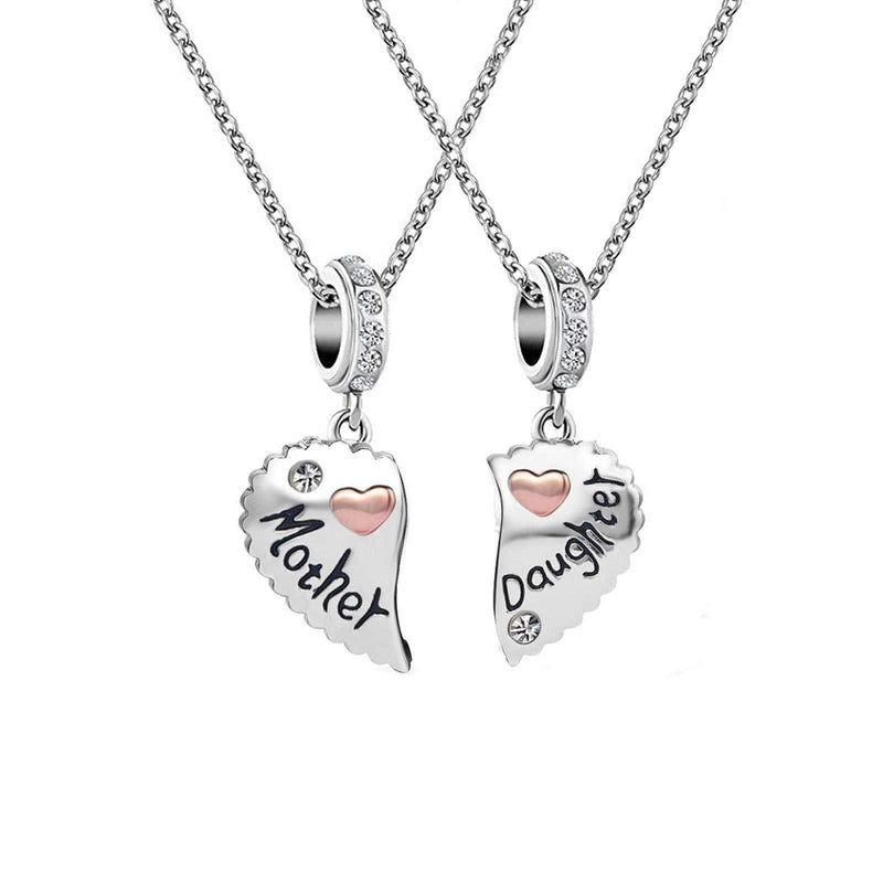 [Australia] - KunBead Jewelry Mother Daughter Charms Mum Love Heart Moon and Star Crystal Dangle Bead Charm for Bracelet Necklace mother daughter necklace 