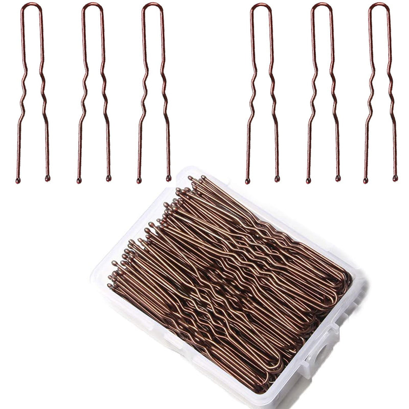 [Australia] - Hair Pins Bobby Pins U shape Hair Bun Pins Clips Hair Grips for Women Hair Styling Pins 100 Pieces Ideal for All Hair Types (U-shaped, Brown) U-shaped, Brown 