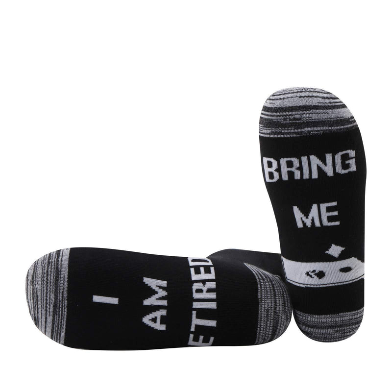 [Australia] - PYOUL 1 Pair Cornhole Socks Cornhole Lover Gift I Am Retired Bring Me Cornhole Socks Cornhole Player Gift Bring Me Cornhole 1 Pair 
