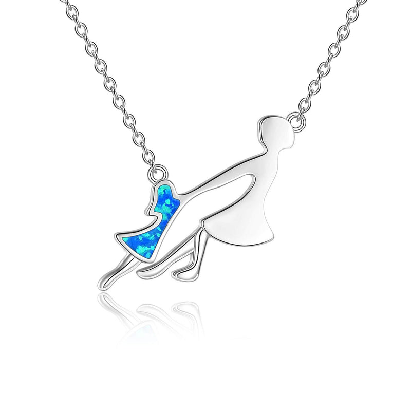 [Australia] - VENACOLY Opal Necklace Sterling Silver Mother Daughter Necklace Mummy Gifts Birthday Gifts for Mom Wife Women Her 