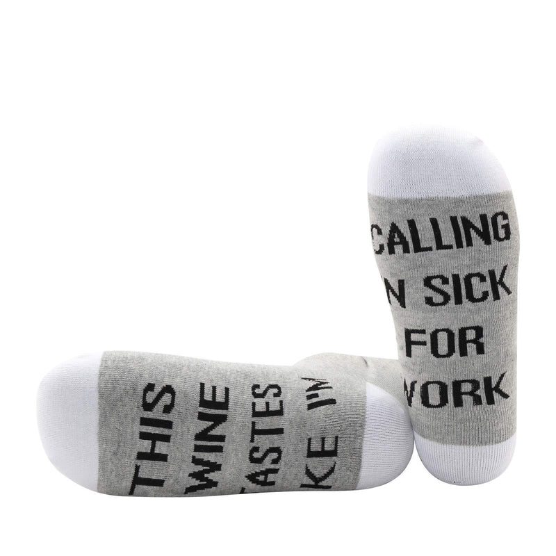 [Australia] - PYOUL 1 Pair Wine Socks Wine Lover Gift Drinking Gift This Wine Tastes Like I'm Calling Sick For Work Socks Wine Party Gift Calling Sick For Work 1 Pair 